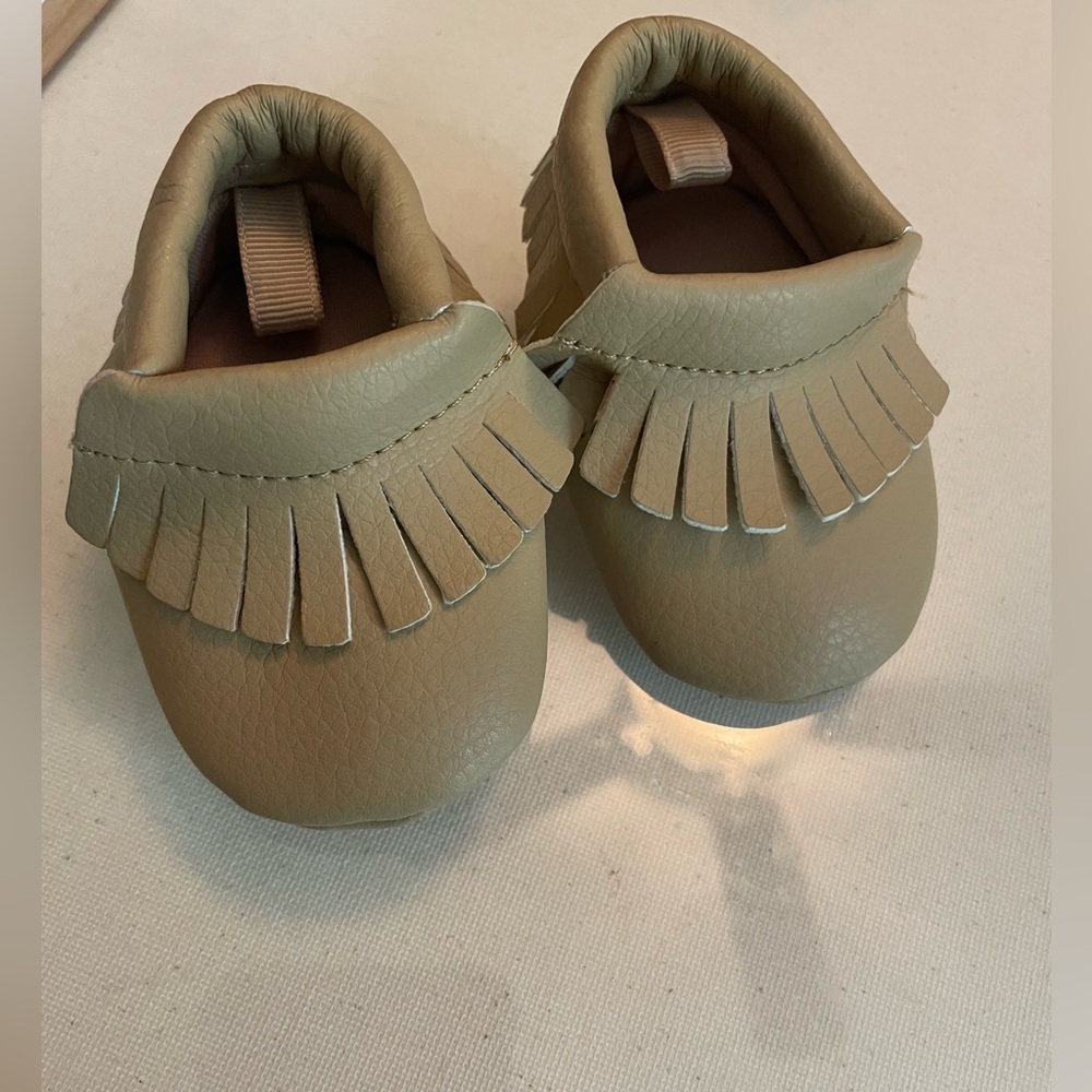 Tan Leather Baby Moccasins 0-6months
